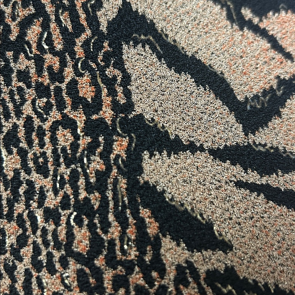 Animal Print Open Front Tan & Black Short Sleeve Vintage Cardigan - Picture 6 of 6
